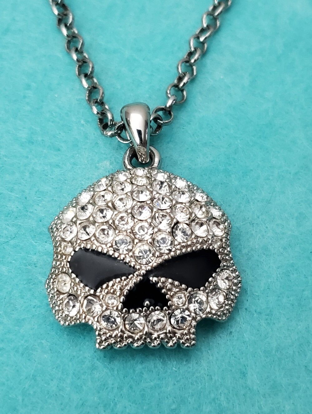 Harley Davidson Willie G Pave Crystal Skull Necklace